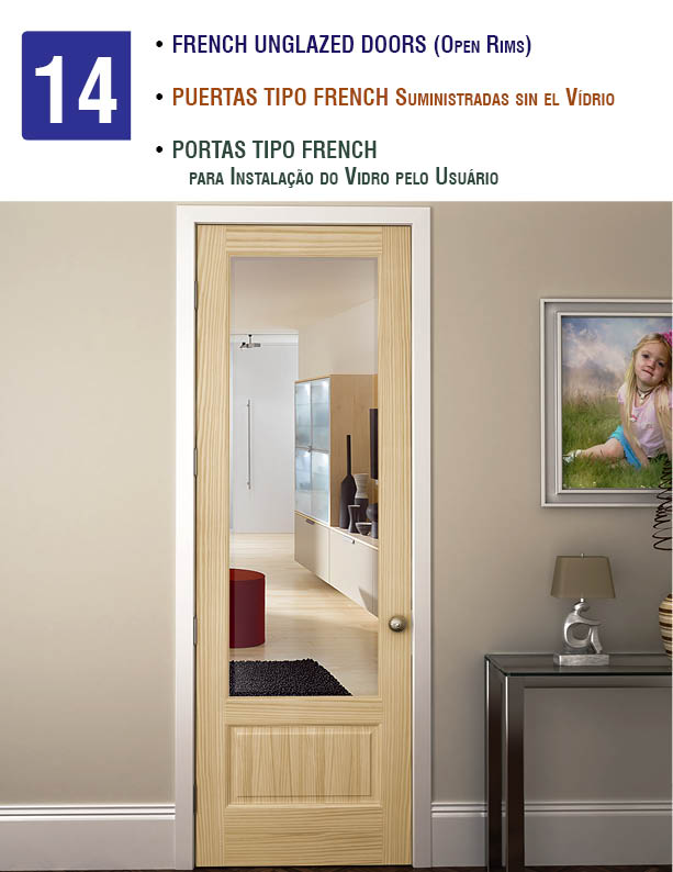 14 French Unglazed Doors (Open Rims)
